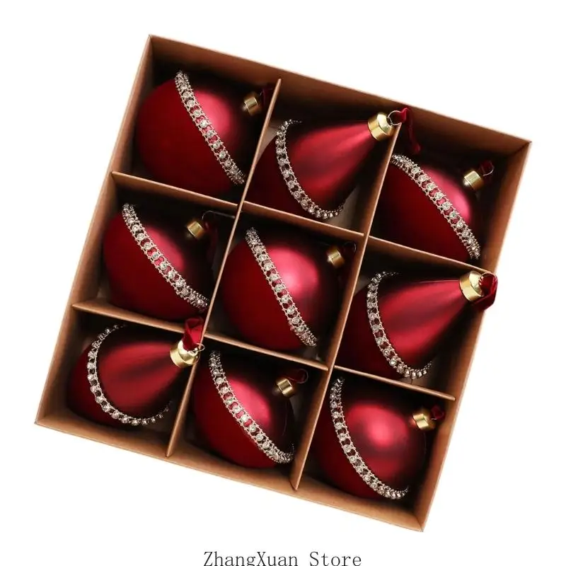 Kunststoff-Weihnachtskugelkollektion, hängende Kugeln mit Metalloberteil und Schmuckbesatz für Innendekorationen 3XUF – Detail 4