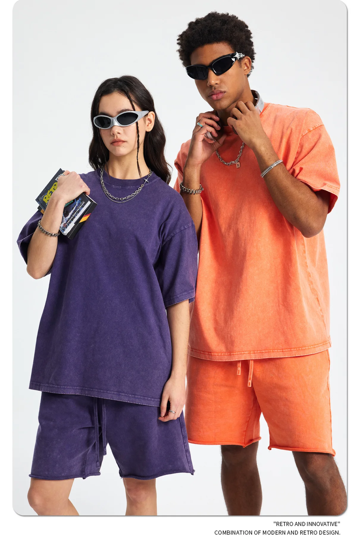 2025 New Tie-Dye Washed Vintage T-Shirt & Shorts Set, Oversize Unisex American Streetwear, Couple Matching Summer Casual Outfit