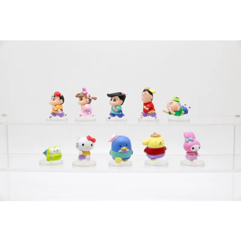 

Crayon Shinchan Sanrio Characters Kawaii Cute Walk with Big Strides Forward Anime Figure Model Toys Collect Ornaments