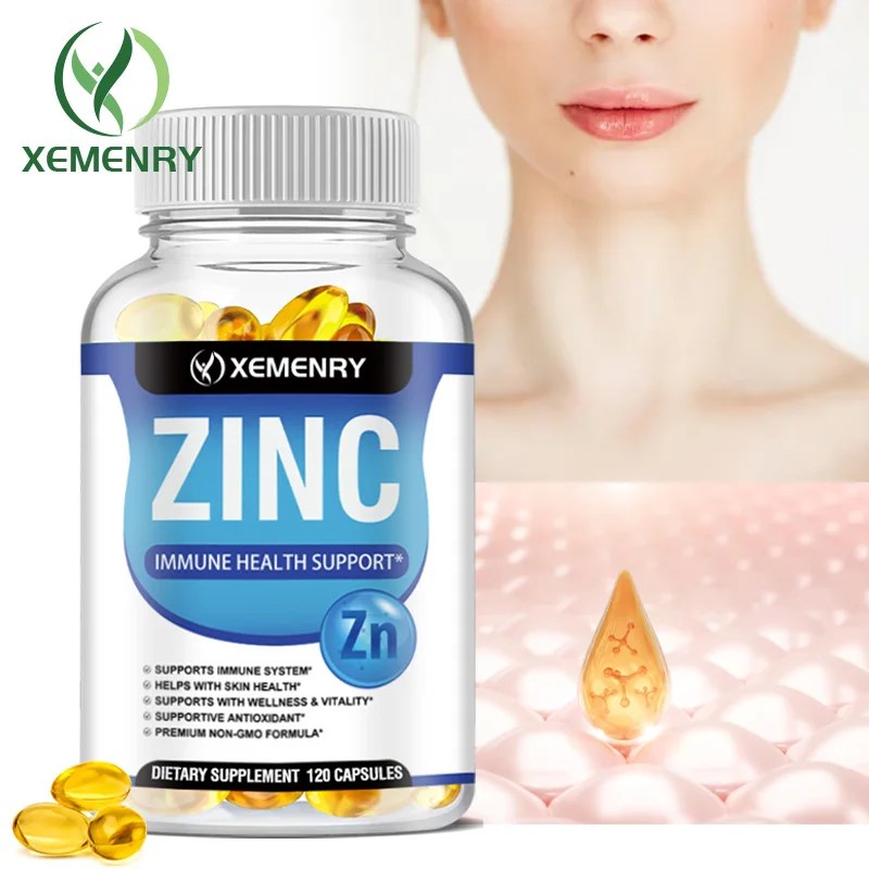 

Zinc Capsules - Supports Skin Health, Promotes Cell Growth and Repair, Enhances Energy, Vitality, and Improves Immunity