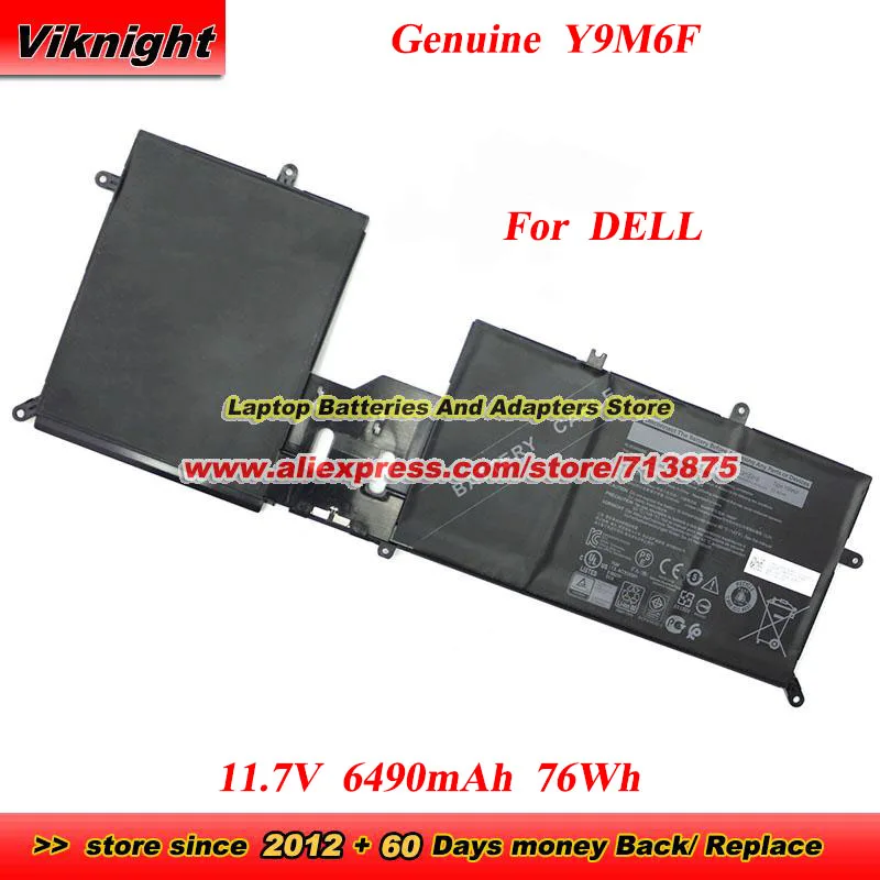 Genuine Y9M6F Battery YM9KC 08K84V for Dell Alienware M15 ALW15M-D4725B ALW15M-D4728W M15 R2 P87F M17 R2 P41E 11.7V 6490mAh 76Wh