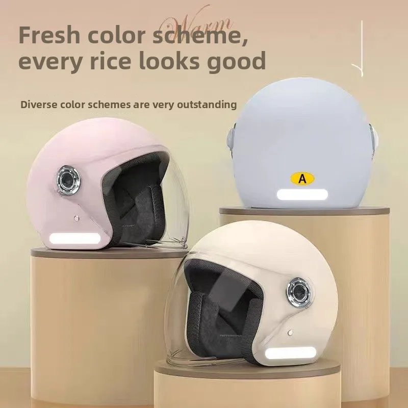 

Сертифицированный 3C женский полушлем с защитой от запотевания – всесезонный, теплый, ударопрочный для электромотоциклов и скутеров