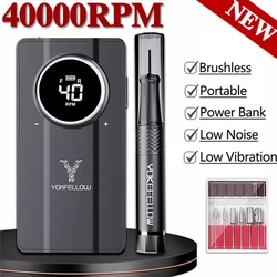 40000RPM Electric Nail Drill Machine Set Brushless Nail File For Acrylic Gel Polish Nail Sander Rechargeable Nail Art Salon Tool