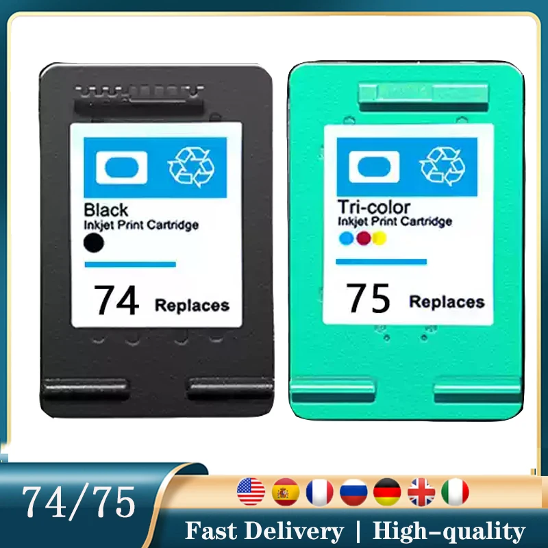 

vilaxh 74 75 Full Ink Cartridge Compatible for hp74 for 75 74 Photosmart C4200 C4280 C4345 C4380 C4480 C4580 Officejet J5780