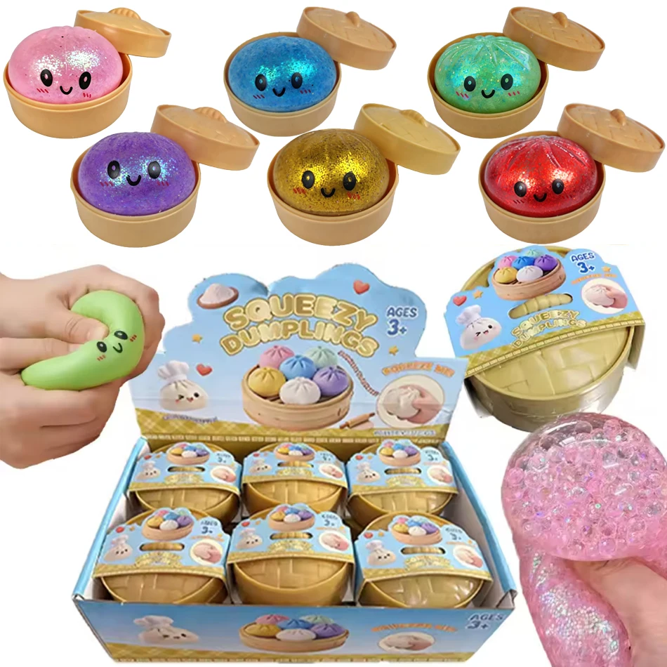 Riesiges Squishies Dumpling Bun Spielzeug, langsam aufsteigender Glitzer-Dumpling-Stressball, Stressabbau-Fidget-Spielzeug für Zuhause, Büro und Reisen