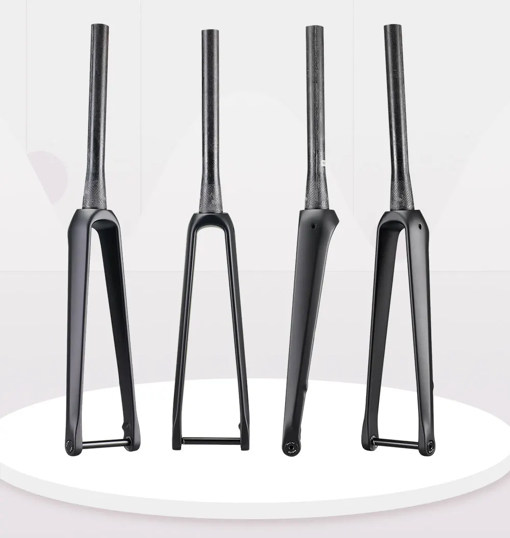

Airwolf 700C Disc Brake Thru Axle Road Bike Fork Full Carbon Tapered Tube Hidden Internal Cable Carbon Road Bicycle Parts
