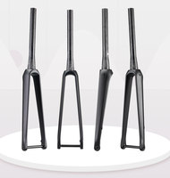 Airwolf 700C Disc Brake Thru Axle Road Bike Fork Full Carbon Tapered Tube Hidden Internal Cable Carbon Road  Bicycle Parts
