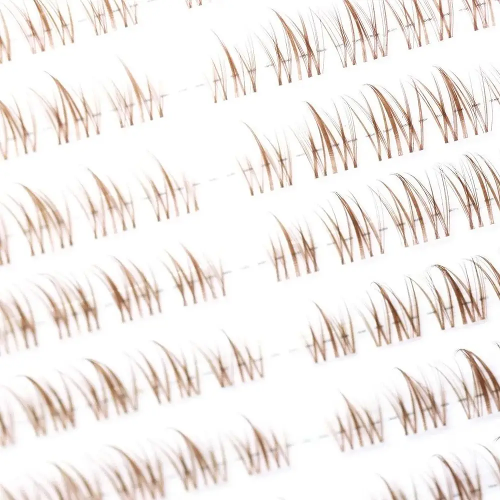 Cílios individuais cor café, macios, transparentes, grupos de haste, faixa invisível, longos, naturais, cílios postiços