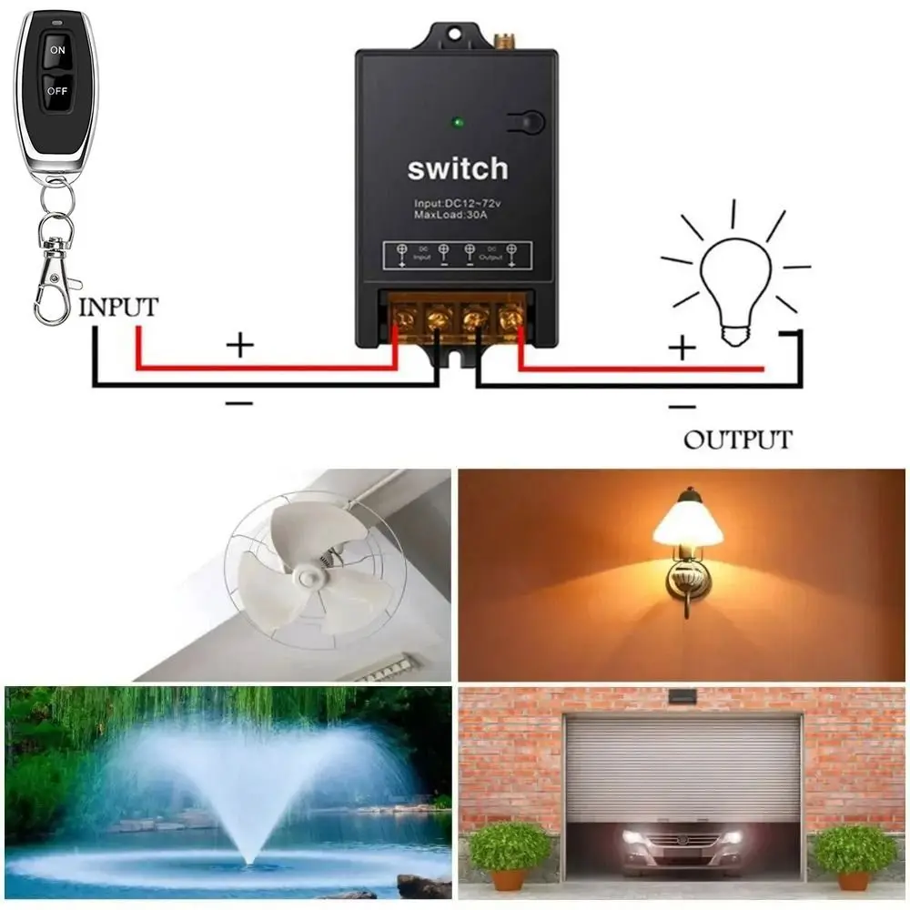 

433Mhz Remote Control Switch Micro Receive DC 12V-72V Wireless Controller Multifunctional High Power Smart Switch Fans