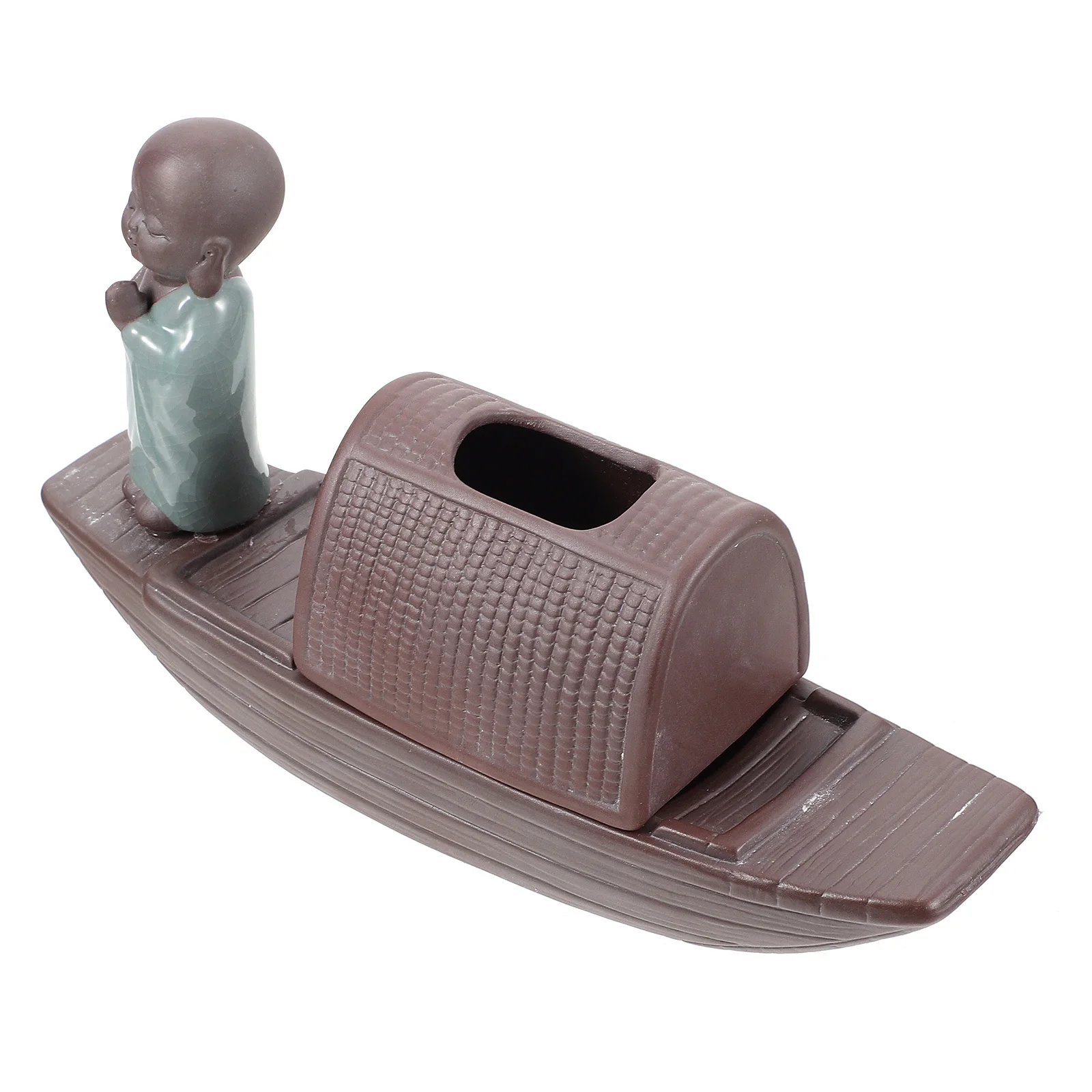 

1Pcs Hydroponic Mini Vase Ceramic Boat Design Black Tabletop Flower Container Decorative Vase Ornament Flower Container