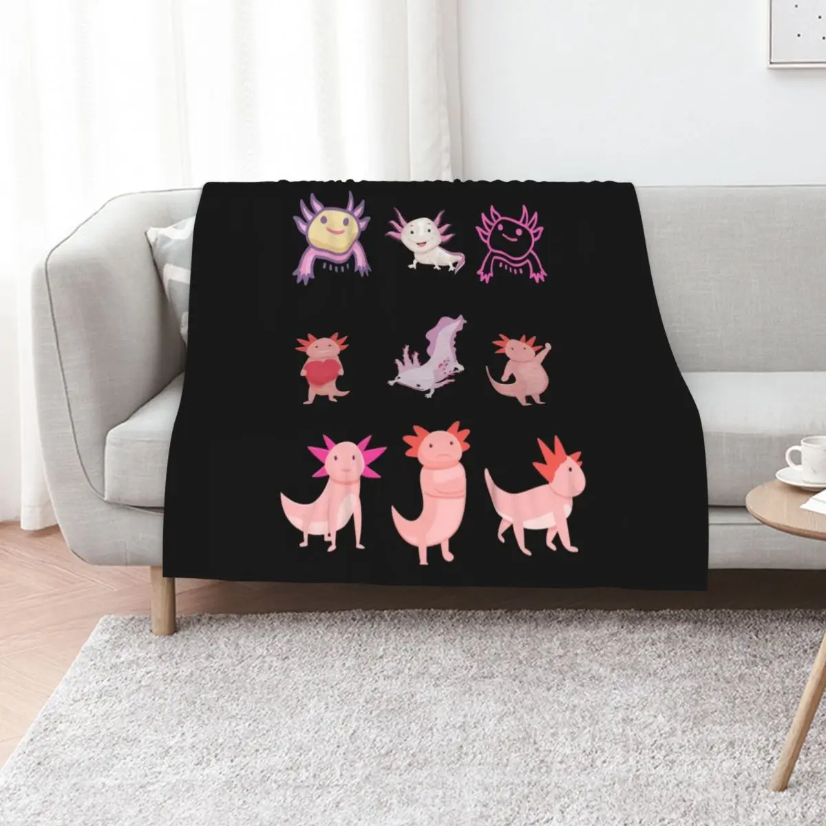 

Tiny Axolotl-Tiny Happy Axolotl Throw Blanket heavy to sleep manga Bed covers Beautifuls Blankets