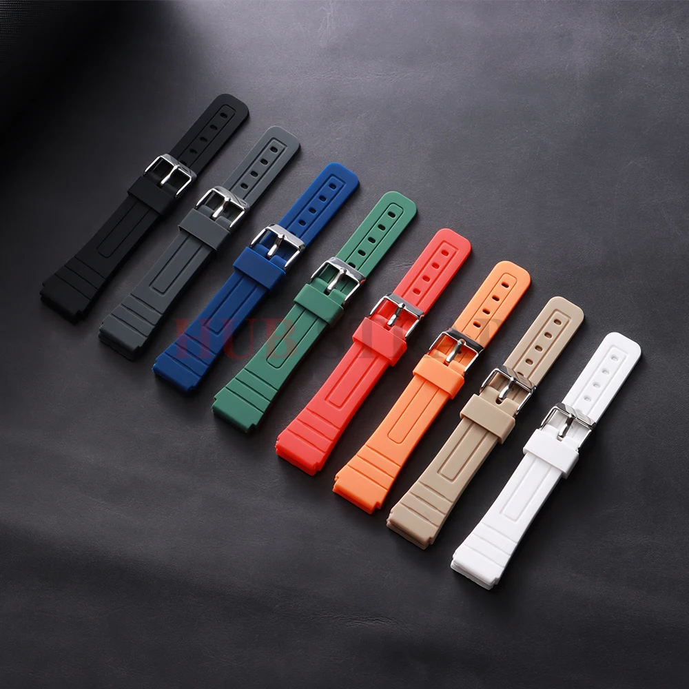 18mm Silicone Watch Strap for Casio F91W W800H SGW400 F-91W F84 F105/108 A158/168 AE1200 Waterproof Watchband Replace Bracelet image 5