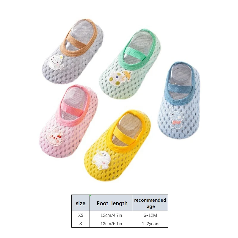 Calzini per bambini traspiranti in cartone animato Scarpe Primavera Estate Sottile Ragazzo Ragazza Antiscivolo Primi camminatori Calzini da pavimento per bambini elastici Scarpe