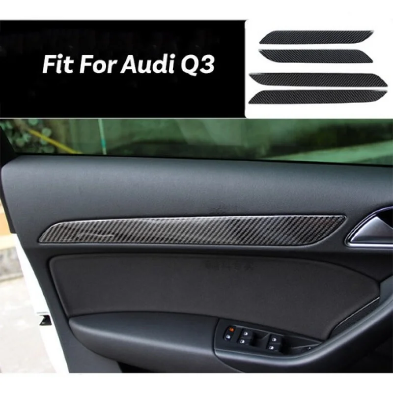 

A+ 4 PCS Carbon Fiber Car Interior Door Panel Decor Trim Strip Stickers For Audi Q3