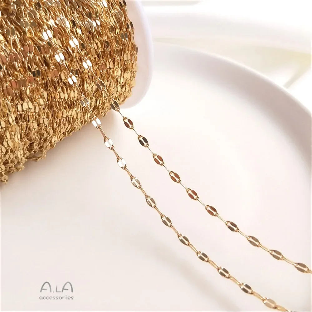 

14K Gold Plated Lip chain Korean version of shiny lips chain DIY jewelry necklace accessories loose chain