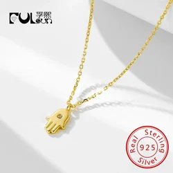 wholesale 925 silver jewelry gold plated insert diamond hamsa pendant necklace for women