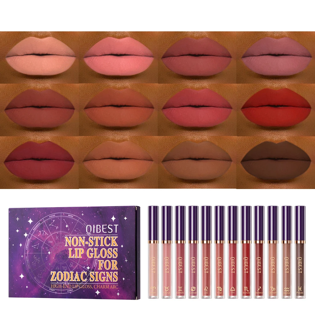 

Lipstick Set 12 Colors Matte Long Lasting Waterproof Non-Stick Cup Lip Glaze Not Easy To Fade Red Lips Lip Tint Cosmetic Makeup