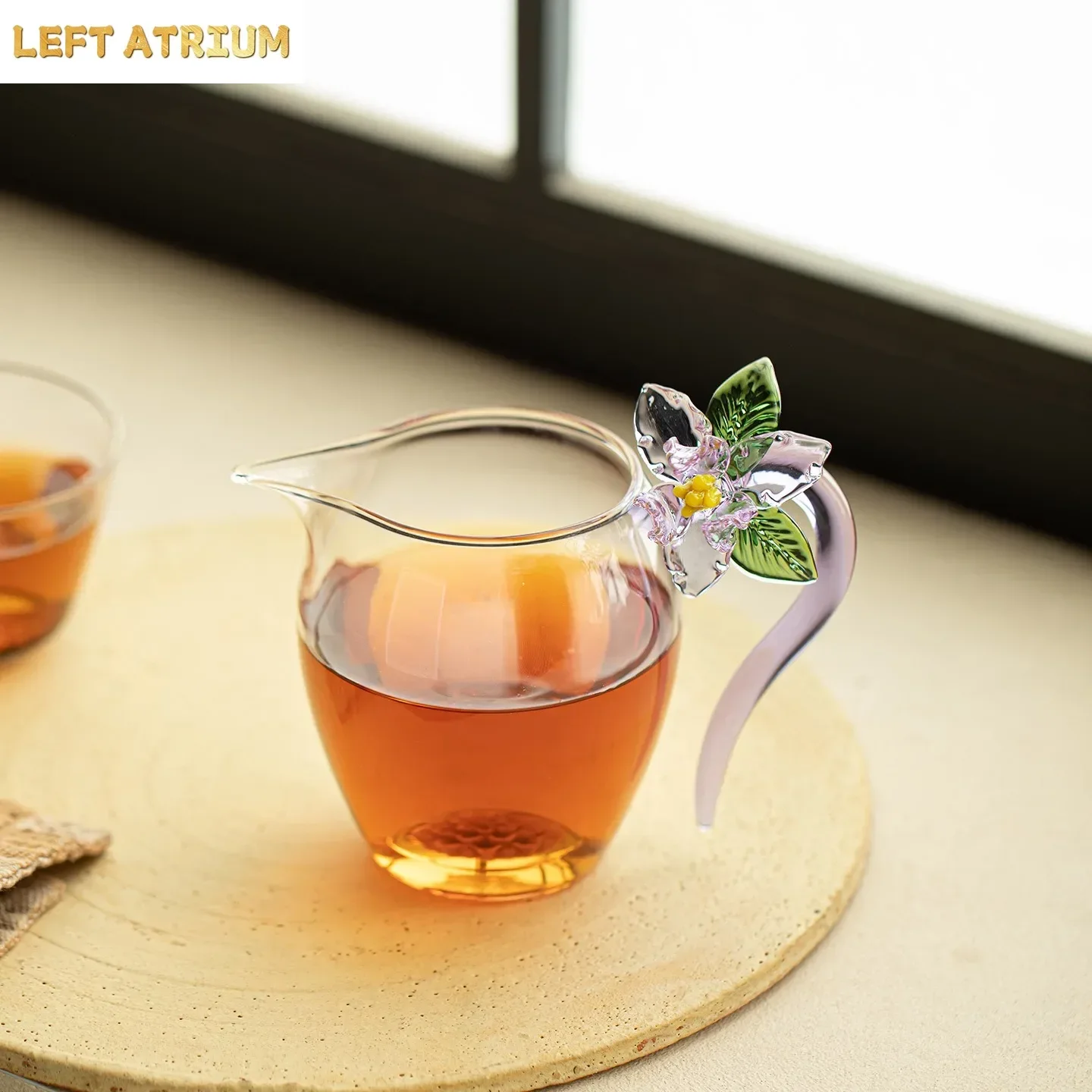 270ML High Borosilicate Glass Heat-resistant TeaSet Simple Kung Fu TeaSet Creative Tea Making, Purple Handle Iris Male Cup Gift