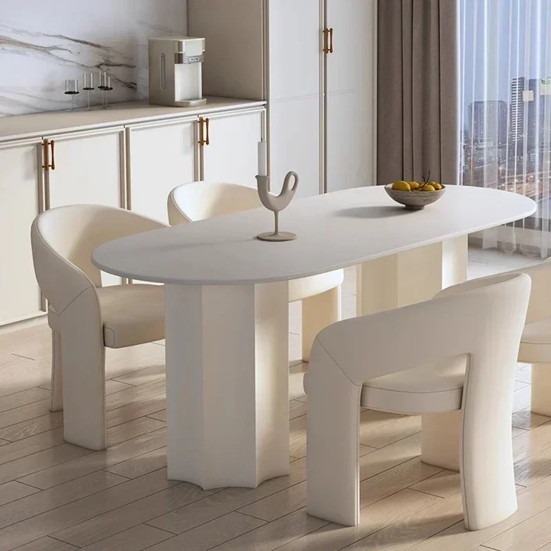 Mesa de Comedor para Sala de Estar, Salón, Estudio, Estilo Nórdico, Color Crema, Mesa de Comedor Artística Moderna para Juegos, Mesas de Comedor, Muebles para el Hogar