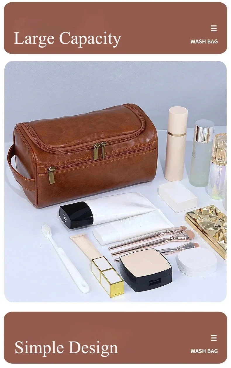 Leder-Kulturtasche für Herren und Damen, Dopp Kit, Hängende Herren-Kulturtasche, Reise-Kulturtasche für unterwegs, Große Kosmetiktasche für T – Detail 5