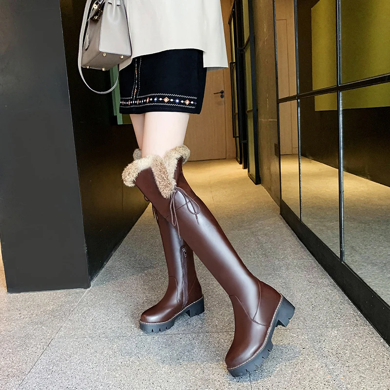 Warm High Snow Boots Women Winter Shoes Waterproof Over the Knee High Boots Ladies Warm Fur Plush Long Shoes Female Comfortable