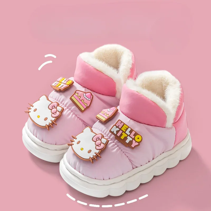 Sanrio Winter Non Slip Children Shoe Baby Cotton Shoe Plush Children Snow Boots Martin Boot Cute cartoon Boy Girl Short Boot