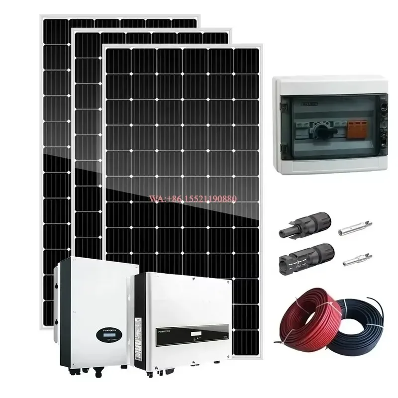 WMWMNU 3KW Solar System Home Power with Hybrid Inverter Off Grid Solar Energy System Complete Solar Panel Kit