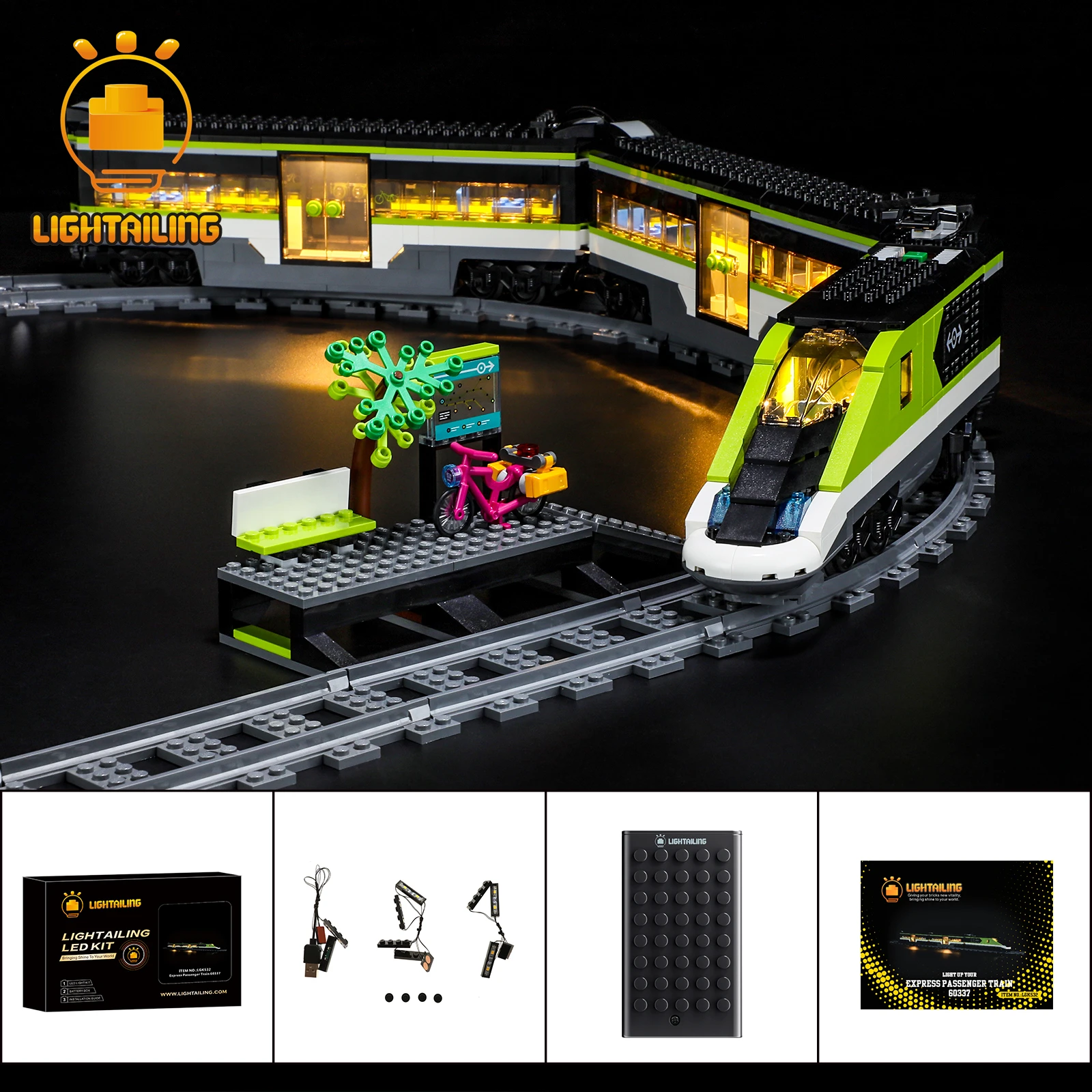 LIGHTAILING LED Light Kit for 60337 Express Passenger Train Building Blocks Set (NOT Include the Model) Toys for Children