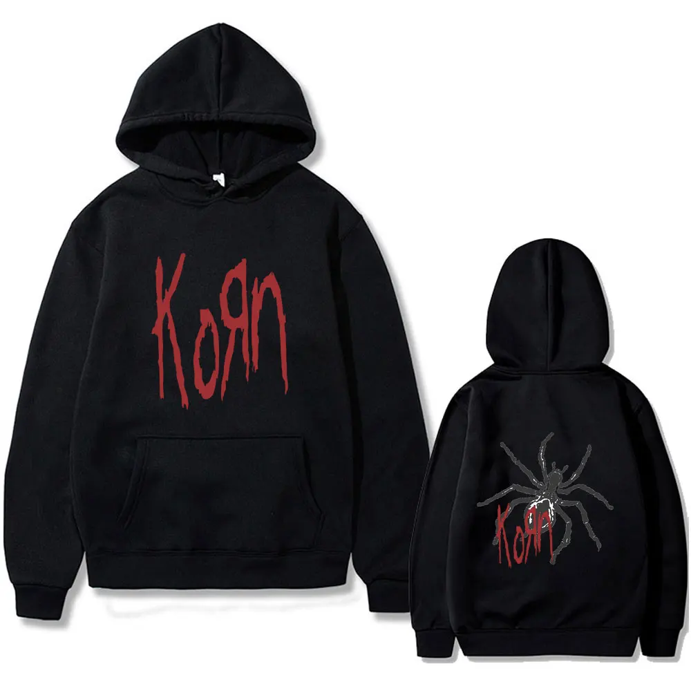 Rock Band Korn Print Hoodie Spider Graphic Pullover Men Vintage Oversized Hoodies Unisex Alternative Nu Metal Music Tracksuit