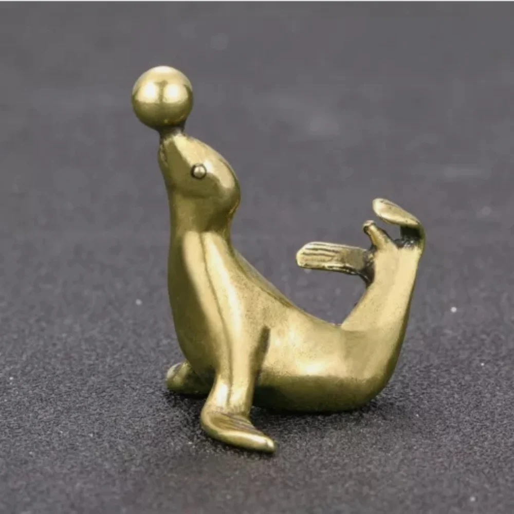

Solid Brass Sea Lion Figurine Small Statue Home Ornament Figurines Collectibles