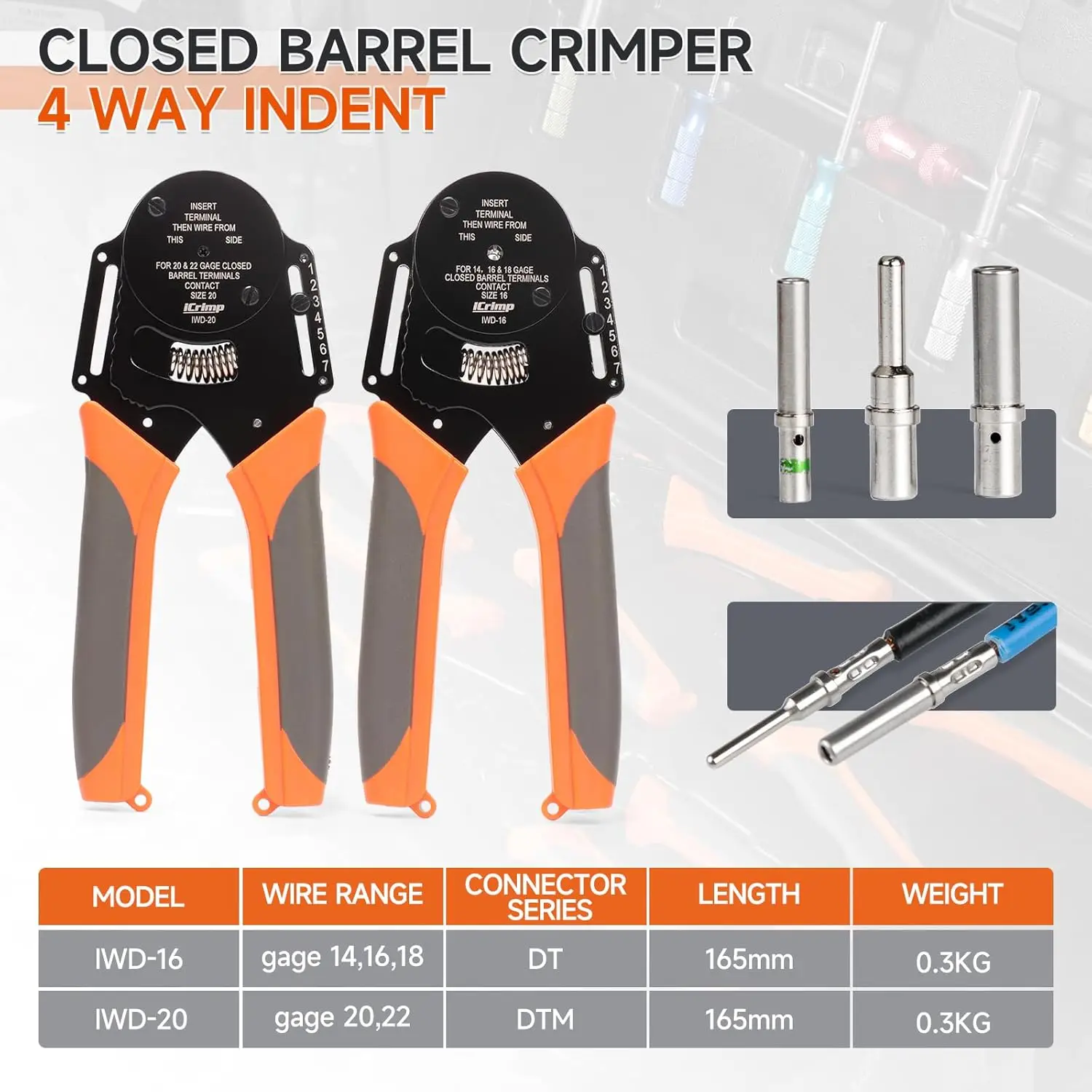 

Closed Barrel Crimp Tool, Crimpers, Connector Kit for Connectors and Stamped Contacts, Removal Tool Set