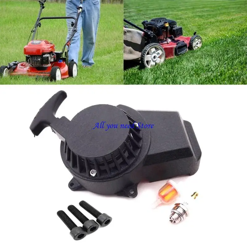 

K9FB Pull Starter + for Spark Plug + Filter + Screw Mini Motorcycle Dirt Pocket Bike for 47cc 49cc engine parts （Black）