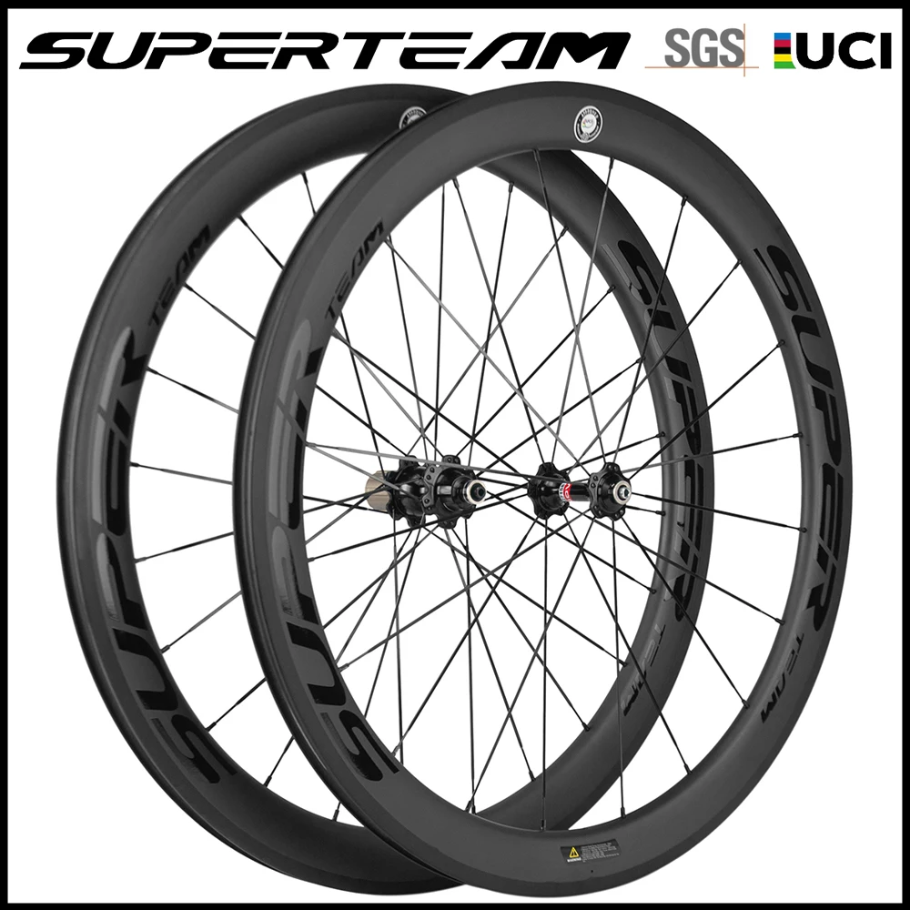 SUPERTEAM UCI Approved 700C*25 Carbon Wheelset Tubeless Clincher Road Bicycle Wheels 50mm