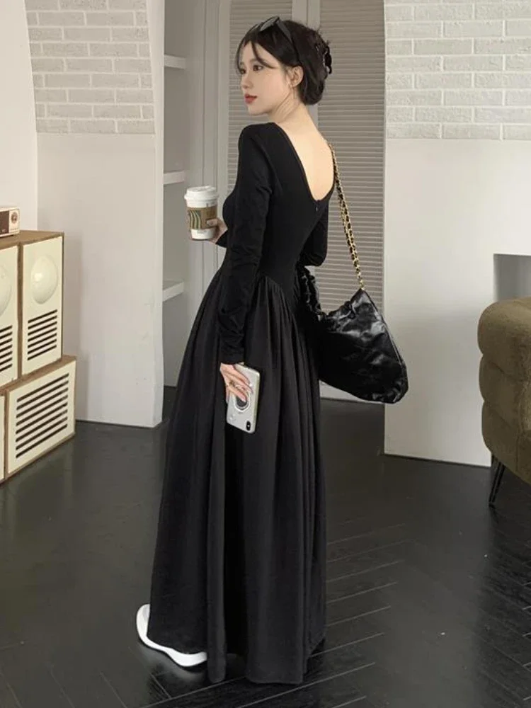 Dresses Women Slim Sexy Design Pure Empire Simple Korean Style Folds Basic Creativity Midi Vestidos Spring Temperament Hot Girls