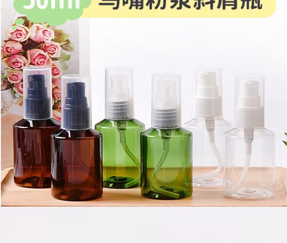 

50ml plastic PET pump bottle emulsion foundation serum toner essence sample testing moisture toilet water lotion mist sprayer