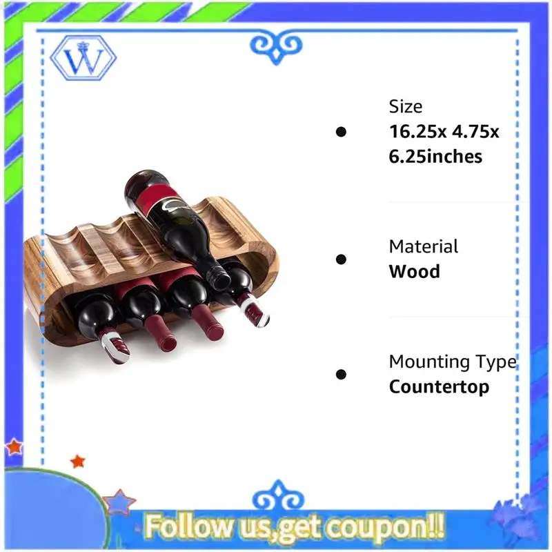 

A55P-Wine Racks Countertop Bottle Holder- 2 Tier 8 Bottle Wood Wine Storage Racks Small Wine Rack Organizer Rustic Wine Rack Dur