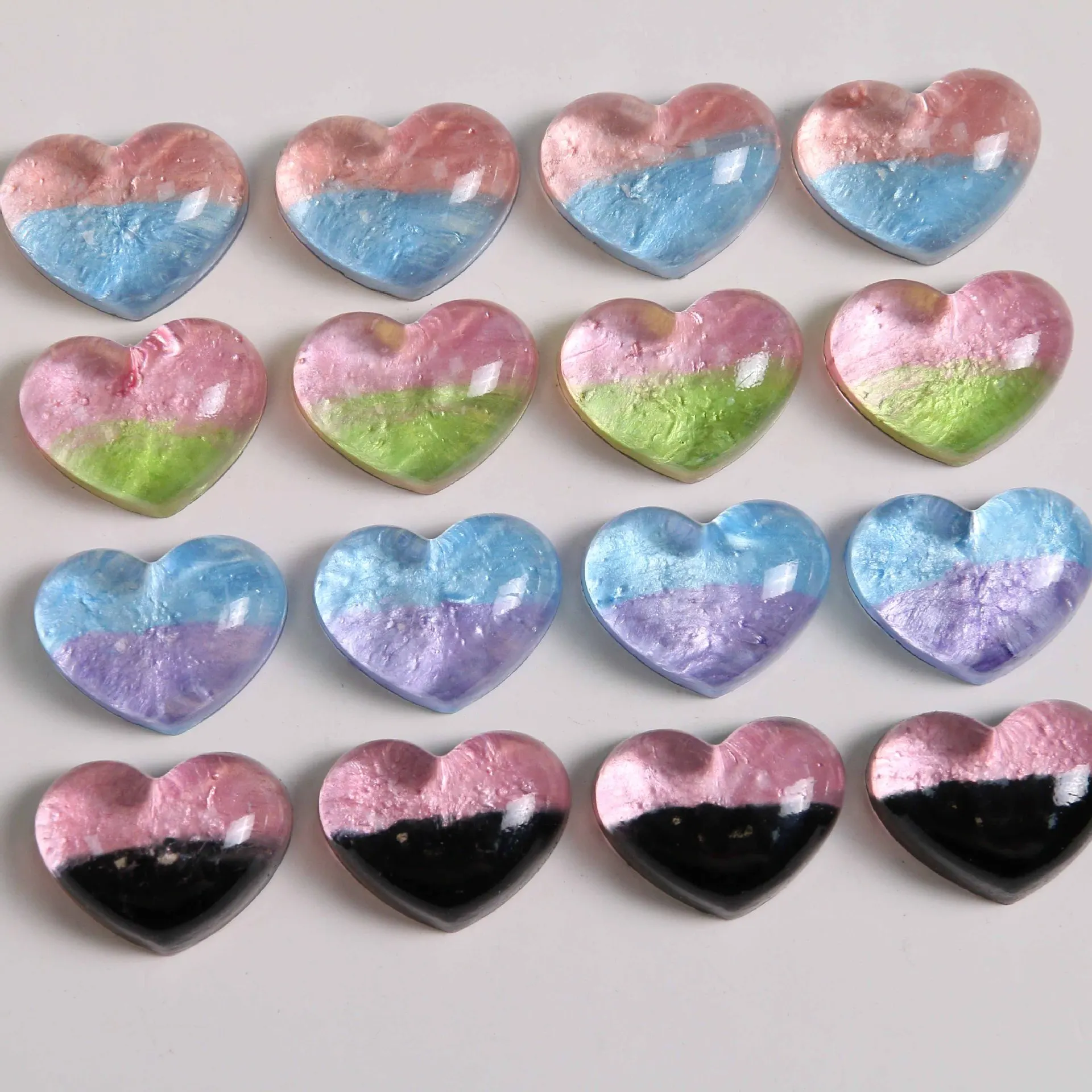 2pcs Double Spell Color heart Resin Flatback for Jewelry Making DIY Transparent Large Love Earrings Accessories Headwear Charms