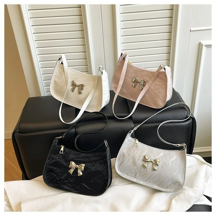 Simple four-color sweet and fresh butterfly underarm bag texture foreign style women's portable diagonal span fashion bow women'