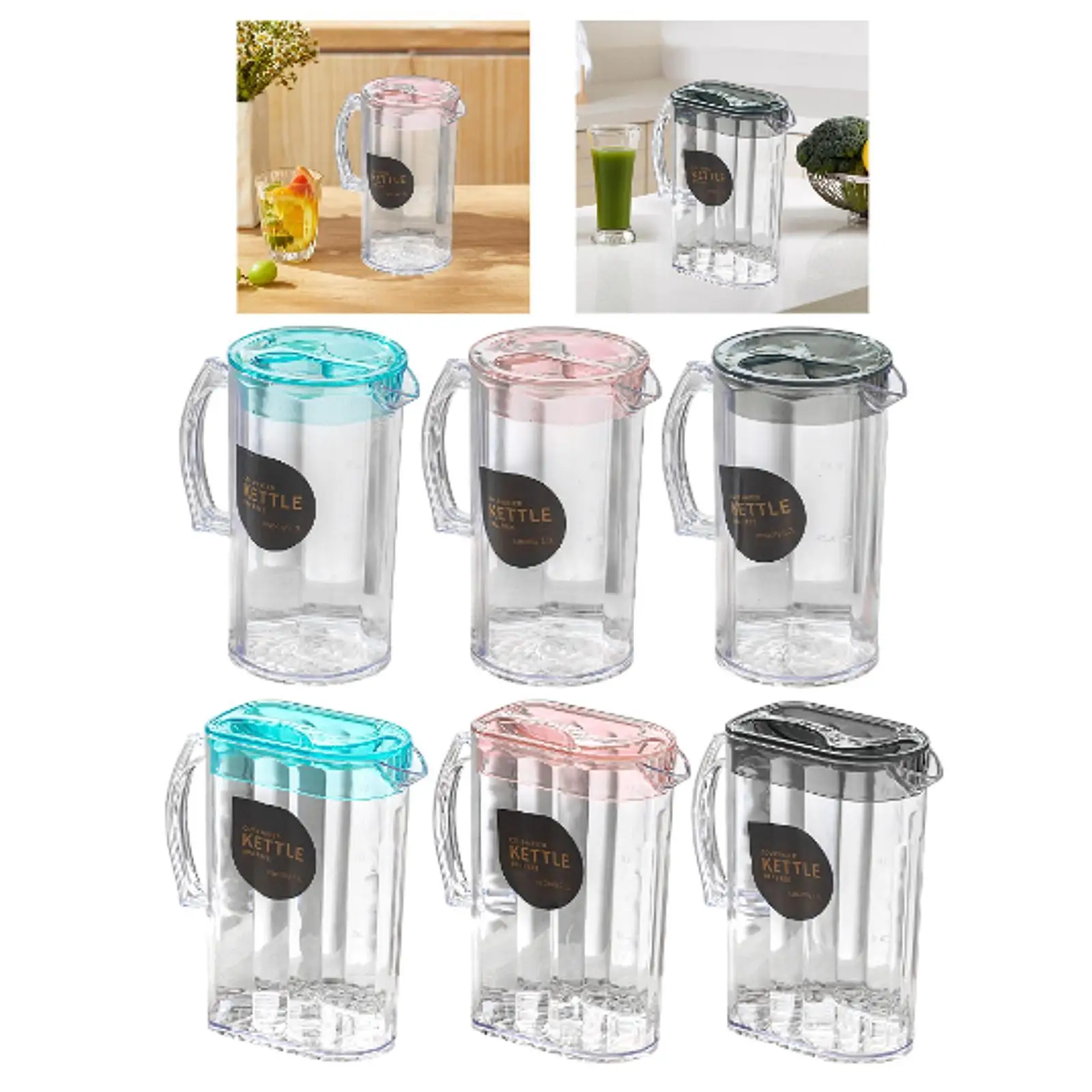 Water Pitcher with Handle 2200ml Summer Household Gift Cold Kettle Fridge Pitcher for Lemonade Ice Tea Hot Cold Water Beverage