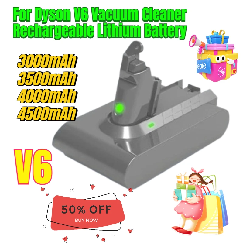 

3000/3500/4000/4500mAh For Dyson V6 Vacuum Cleaner Rechargeable Lithium Battery