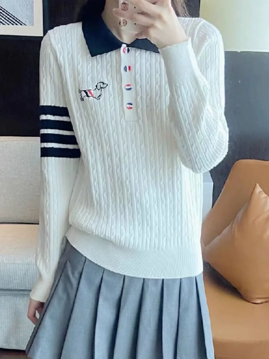 Fashion Embroidery Knit Golf Top Women Golf Wear 2024 Autumn New Golf Sweater Luxury Casual Golf Jumper Women\'s Golf Clothes