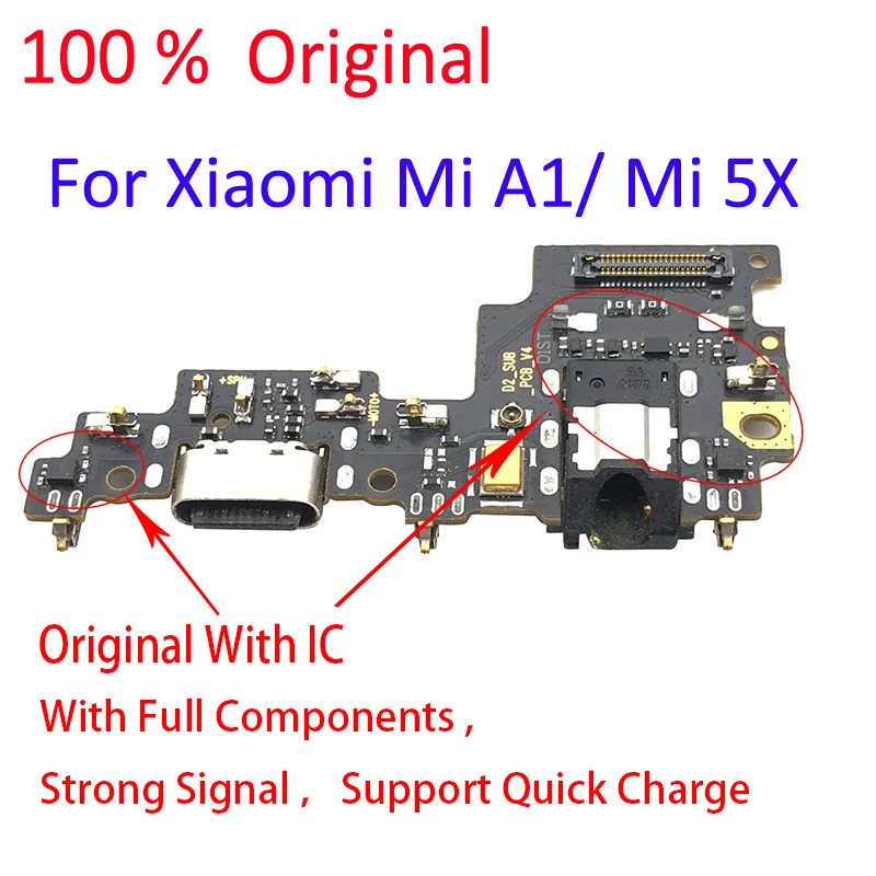 

Оригинальная Usb-зарядная плата для Xiaomi Mi A1, USB-разъем для зарядки, плата с гибким кабелем для Xiaomi Mi 5X, запасные части