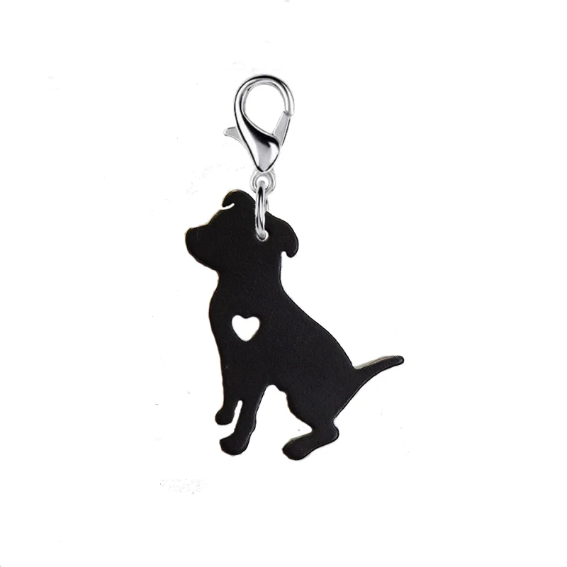 

Pit Bulls Black dog Key chain with 11mm plating lobster clasp drawing effect Fashion jewelry Keychains accessories for women