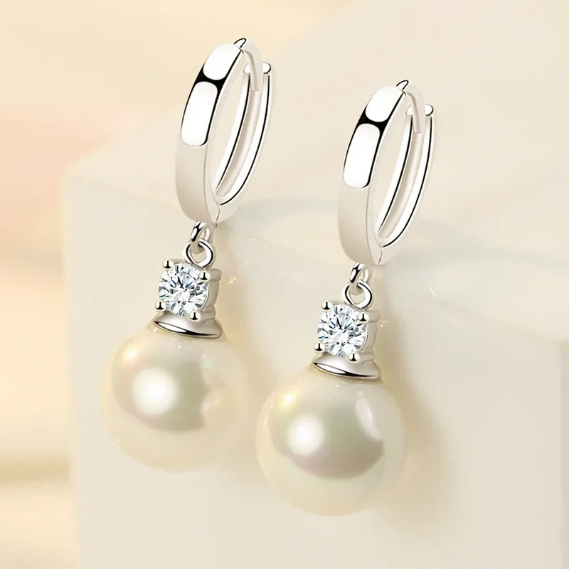 Gorgeous Female Earrings 925 Silver Needle Round Pearl Long Tassel Earrings for Women Promise Love Wedding Ear Jewelry Gift