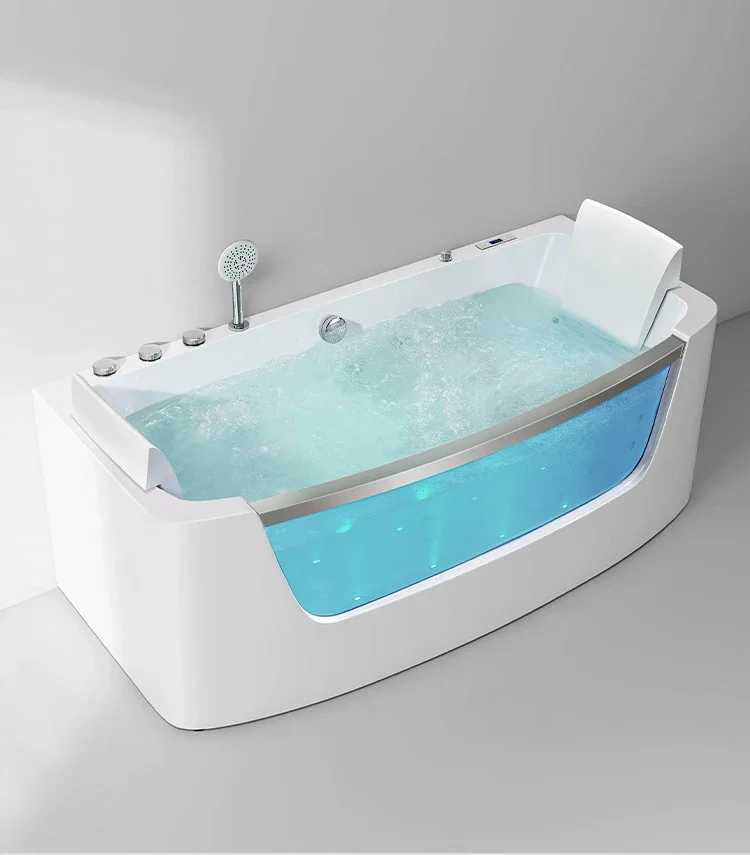 Bathtub home adult surfing massage three-skirt bath rectangular glass bathtub