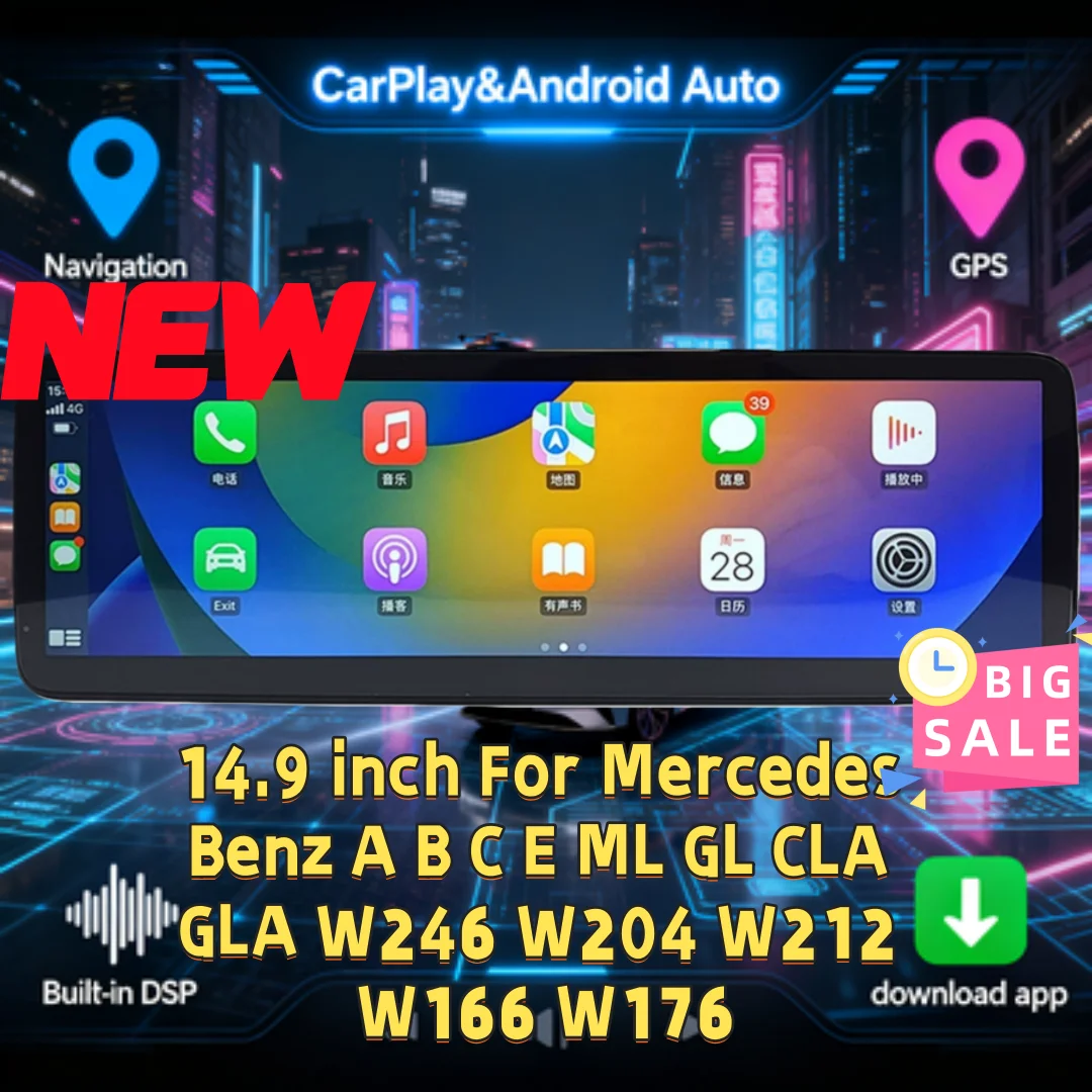 

Беспроводной Carplay для Mercedes Benz A\B\C\E\CLA\GLA\ML\GL W246 W204 W212 W166 W176 2011-2019 Android 14 Мультимедийный проигрыватель головное устройство