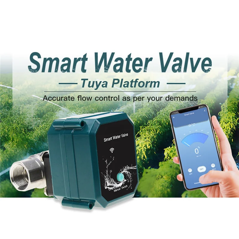 ABGR-Tuya Smart Zigbee Valvola per acqua a sfera motorizzata elettrica Telecomando per irrigazione da giardino in acciaio inossidabile per Alexa