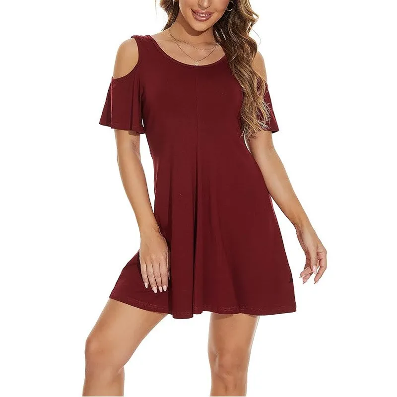 T-shirt à épaules dénudées pour femme, ort Sve Fre Sle, en coton, basique, ligne A, Dr Ci Walk, adapté à deux façons de porter