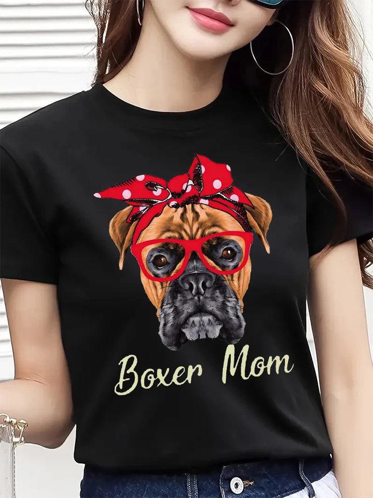 Funny Boxer Mom Dogs Father Day Dog Lovers T Shirts Graphic Cotton Streetwear Short Sleeve Birthday Gifts Summer Style T-shirt