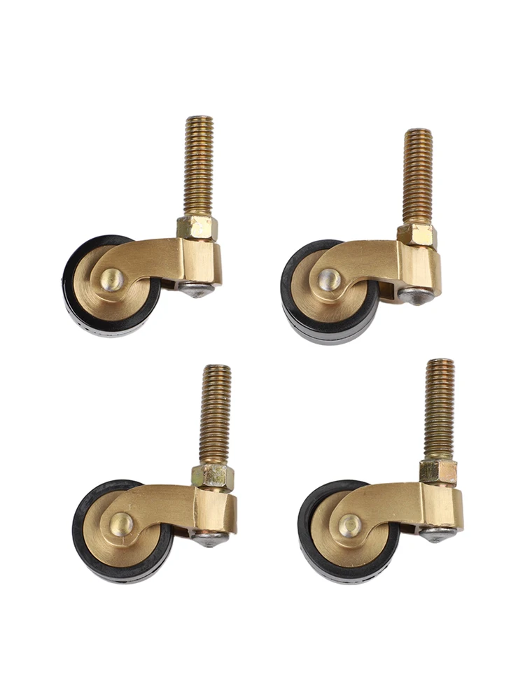Living Room Enhancement 360 Casters for Whisper Quiet Furniture Wheels Robust Load-bearing Design Brushed Brass Finish